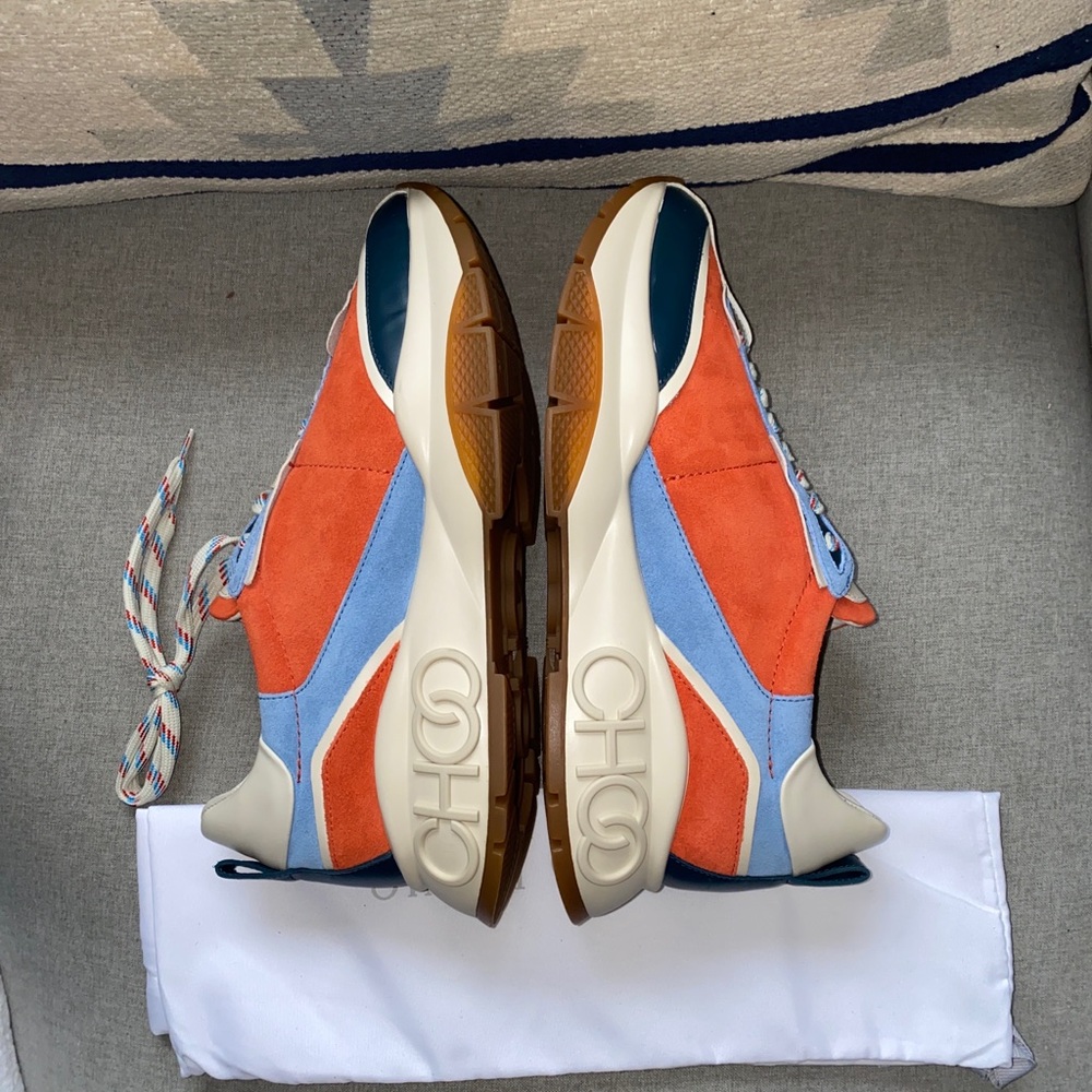 Jimmy Choo raine retro 90's sneakers wash red/blue 42 NWT - Picture 3 of 9